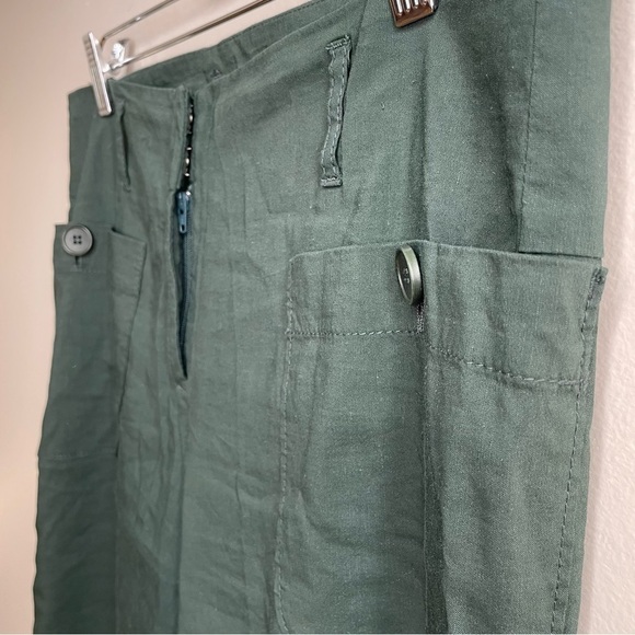 Theory Harper Green Linen Wide Leg Pants Size 8 - Picture 4 of 10